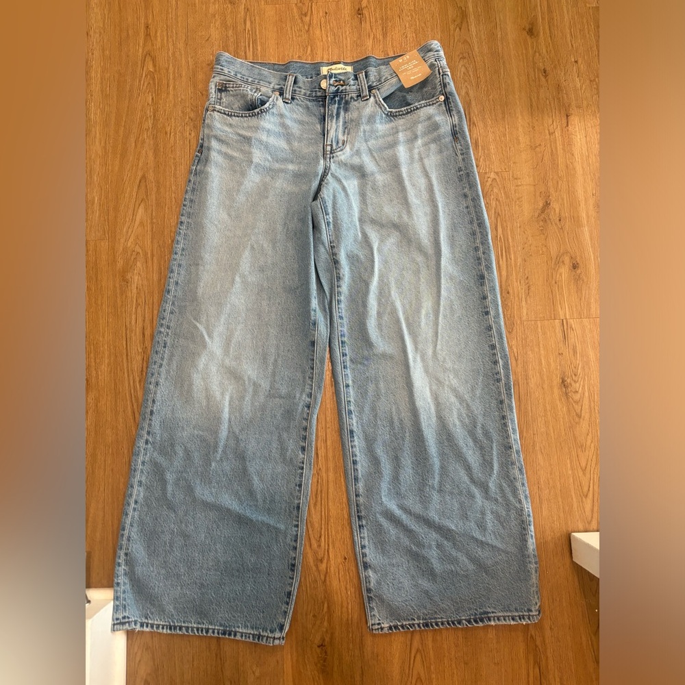 Madewell low-rise super wide leg jeans in Kendall wash: airy denim edition